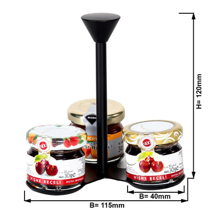 GGM Gastro (12 pcs) Jam Etagere / Buffet Stand - Powder-coated stainless steel - Black - Height: 120mm - with 3 shelves