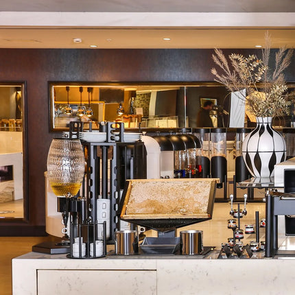 GGM Gastro (12 pcs) Jam Etagere / Buffet Stand - Powder-coated stainless steel - Black - Height: 120mm - with 3 shelves