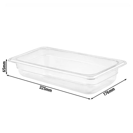 GGM Gastro (12 pcs) Polycarbonate Container GN 1/3 - Clear - 2.4L - Depth: 65mm
