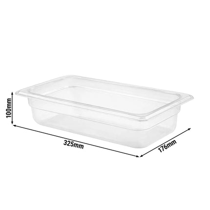 GGM Gastro (12 pcs) Polycarbonate Container GN 1/3 - Clear - 3.6L - Depth: 100mm