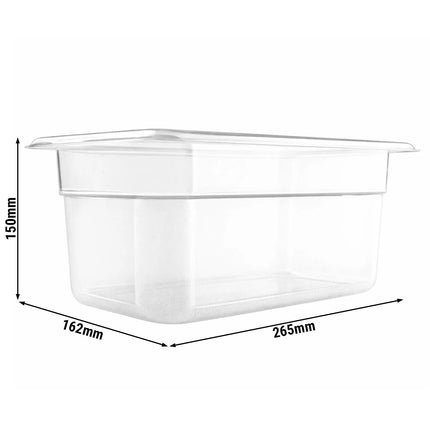 GGM Gastro (12 pcs) Polycarbonate Container GN 1/4 - Clear - 3.7L - Depth: 150mm