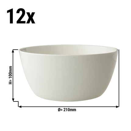 GGM Gastro (12 pcs) Salad Bowl - Lux - Porcelain - 2.0L - round - Ø 210mm - Depth: 100mm - Ivory