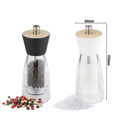 GGM Gastro (12 pcs) Salt & Pepper Mills - FRIDA - Acrylic - Height: 155mm - Clear