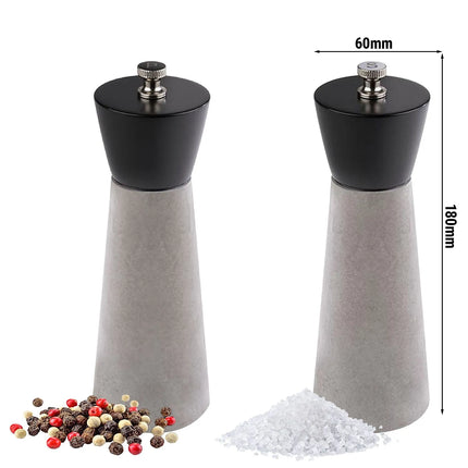 GGM Gastro (12 pcs) Salt & Pepper Mills PREMIUM - ELEMENT - Concrete - Height: 180mm - Grey