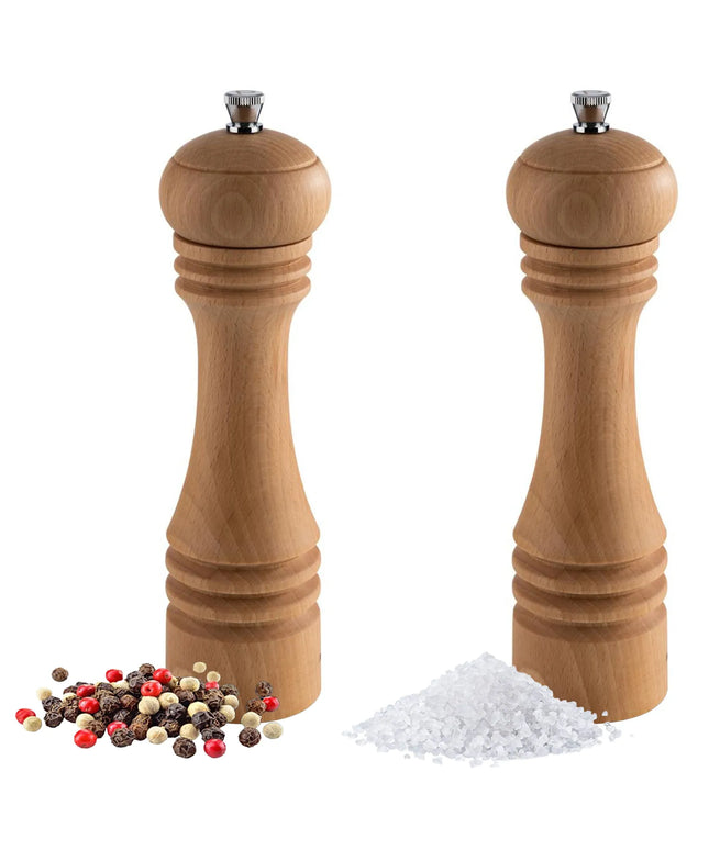 GGM Gastro (12 pcs) Salt & Pepper Mills PREMIUM - ETERNAL - Beech Wood - Height: 230mm - Light Brown