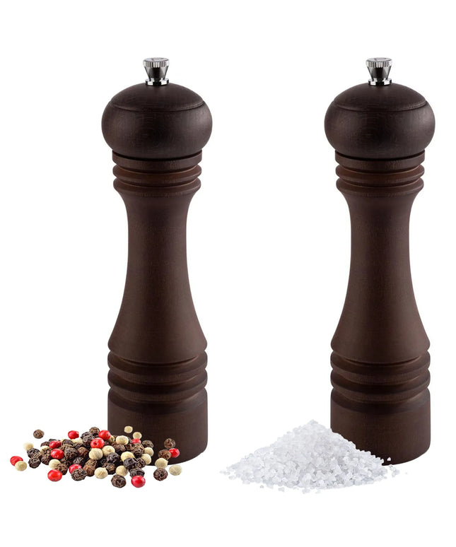GGM Gastro (12 pcs) Salt & Pepper Mills PREMIUM - ETERNAL - Beech Wood - Height: 230mm - Dark Brown