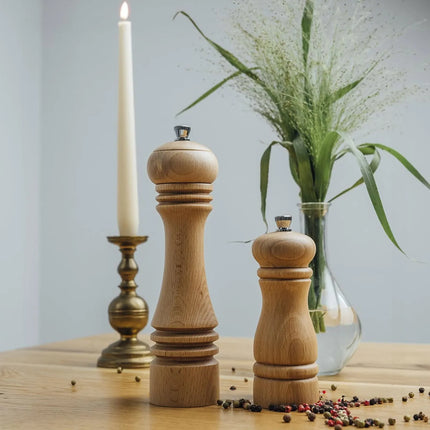 GGM Gastro (12 pcs) Salt & Pepper Mills PREMIUM - ETERNAL - Beech Wood - Height: 230mm - Light Brown