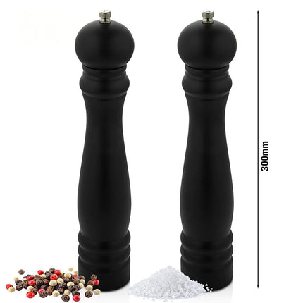 GGM Gastro (12 pcs) Salt & Pepper Mills - Wood - Height: 300mm - Black