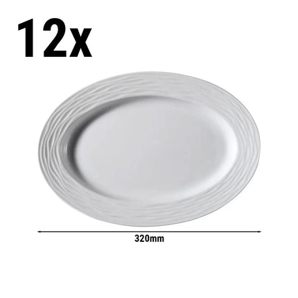 GGM Gastro (12 pcs) SEA WAVE | Platter - oval - Porcelain - 320x320mm - White