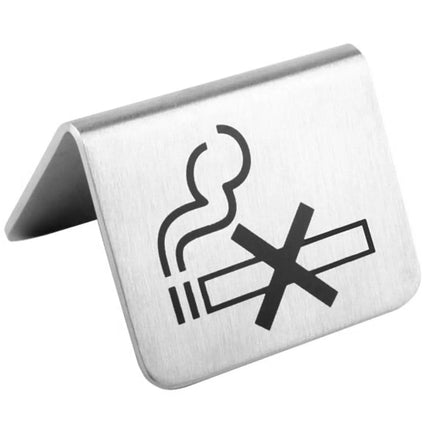 GGM Gastro (12 pcs) Table Tent - 2-piece Set - "No Smoking" - Stainless Steel - 55x35mm