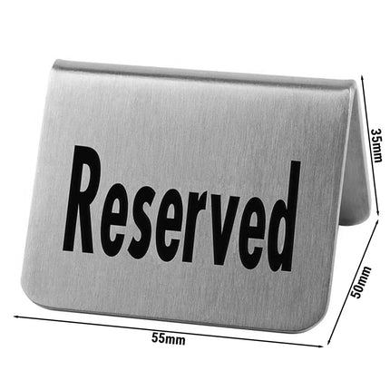 GGM Gastro (12 pcs) Table Tent - 2-piece Set - "Reserved" - Stainless Steel - 55x35mm