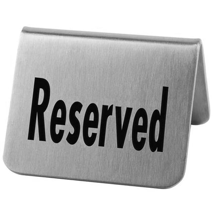GGM Gastro (12 pcs) Table Tent - 2-piece Set - "Reserved" - Stainless Steel - 55x35mm