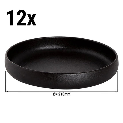GGM Gastro (12 pcs) UNIVERSE | Deep Plate - Porcelain - Ø210mm - Black