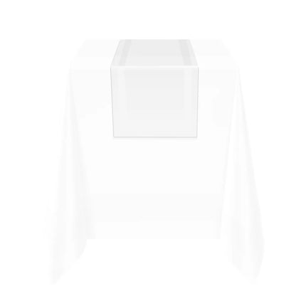 GGM Gastro (15 pcs) Damask Table Runner Tessin Atlas - Satin Band - 40x130cm - White