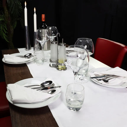 GGM Gastro (15 pcs) Damask Table Runner Tessin Atlas - Satin Band - 40x130cm - White