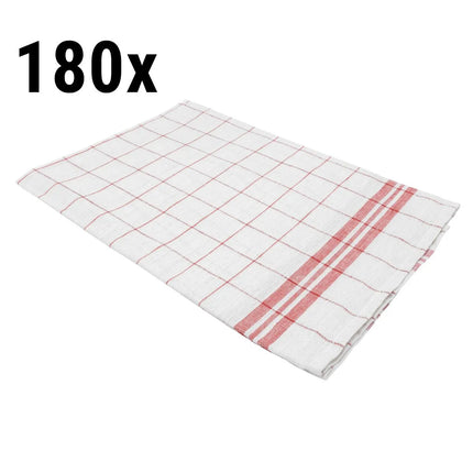 GGM Gastro (180 pcs) Glass cloth made of Linen‑cotton - 65x65cm - Red / White