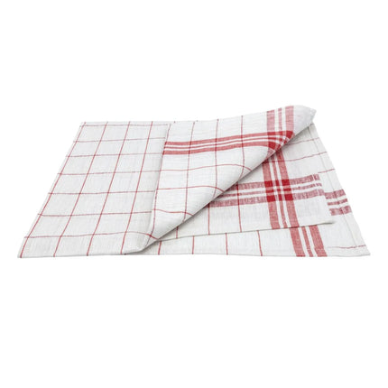 GGM Gastro (180 pcs) Glass cloth made of Linen‑cotton - 65x65cm - Red / White