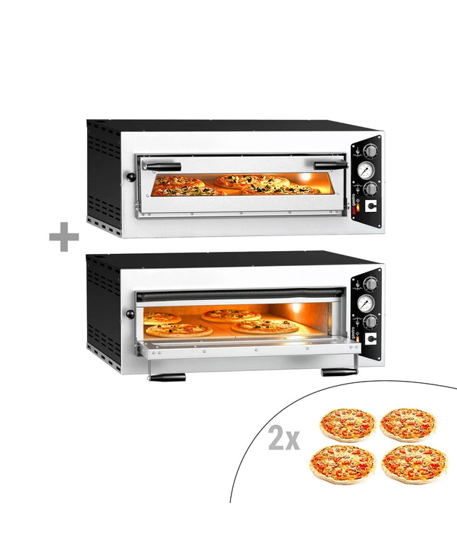 GGM Gastro (2 pcs) Electric Deck Pizza Oven - Single Deck - Refractory Stone Deck - 4 - Ø 35cm (35.1 cm) - Mechanical Controls - up to 450°C