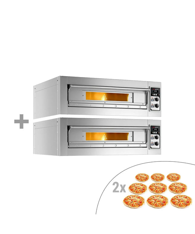 GGM Gastro (2 pcs) Electric Deck Pizza Oven - Single Deck - Refractory Stone Deck - 9 - Ø 33cm (33 cm) - Mechanical Controls - up to 400°C
