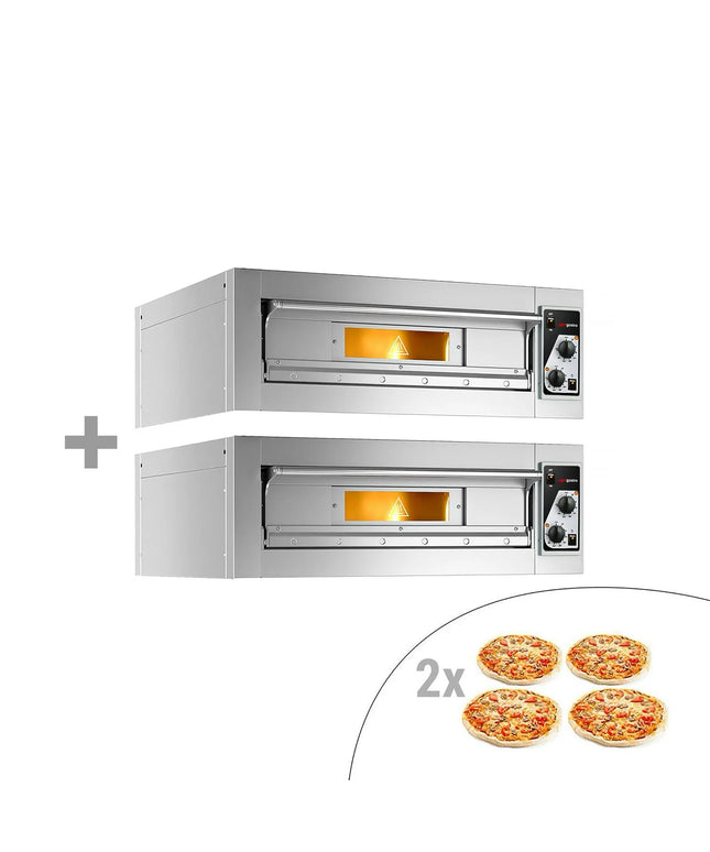 GGM Gastro (2 pcs) Electric Deck Pizza Oven - Single Deck - Refractory Stone Deck - 4+4 - Ø 33cm (33 cm) - up to 400°C - Mechanical Controls