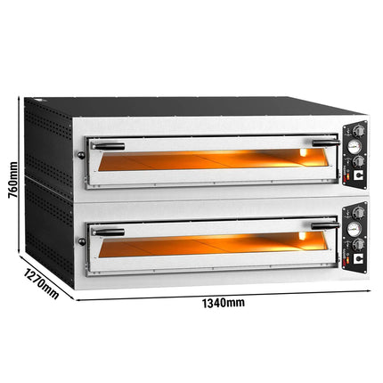 GGM Gastro (2 pcs) Electric Deck Pizza Oven - Single Deck - Refractory Stone Deck - 9 x Ø 34cm (34 cm) - up to 450°C - Mechanical Controls