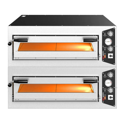 GGM Gastro (2 pcs) Electric Deck Pizza Oven - Single Deck - Refractory Stone Deck - 6 - Ø 35cm (35.1 cm) - up to 450°C - Mechanical Controls
