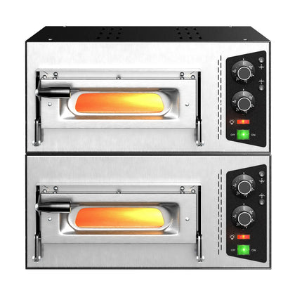 GGM Gastro (2 pcs) Electric Deck Pizza Oven - Single Deck - Refractory Stone Deck - 1+1 - Ø 35cm (35.1 cm) - 230V Single Phase | 13A Plug - Mechanical Controls - up to 450°C