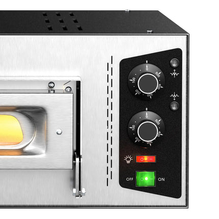 GGM Gastro (2 pcs) Electric Deck Pizza Oven - Single Deck - Refractory Stone Deck - 1+1 - Ø 35cm (35.1 cm) - 230V Single Phase | 13A Plug - Mechanical Controls - up to 450°C