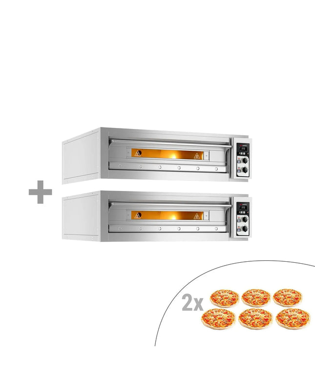 GGM Gastro (2 pcs) Electric Deck Pizza Oven - Twin Deck - Refractory Stone Deck - 6+6 - Ø 33cm (33 cm) - Mechanical Controls - up to 400°C
