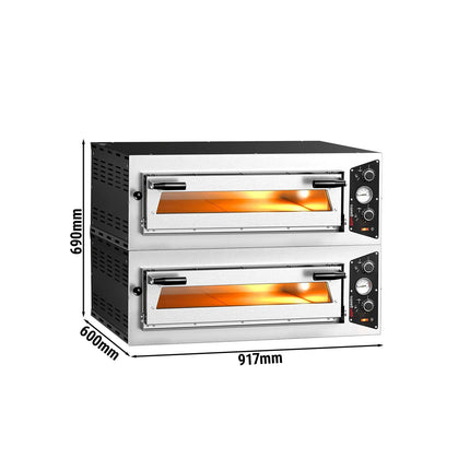 GGM Gastro (2 pcs) Electric Deck Pizza Oven - Twin Deck - Refractory Stone Deck - 4+4 - Ø 30cm (30.5 cm) - up to 450°C - Mechanical Controls