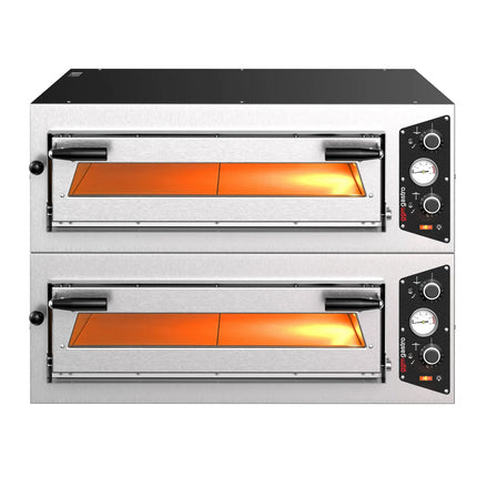 GGM Gastro (2 pcs) Electric Deck Pizza Oven - Twin Deck - Refractory Stone Deck - 4+4 - Ø 30cm (30.5 cm) - up to 450°C - Mechanical Controls