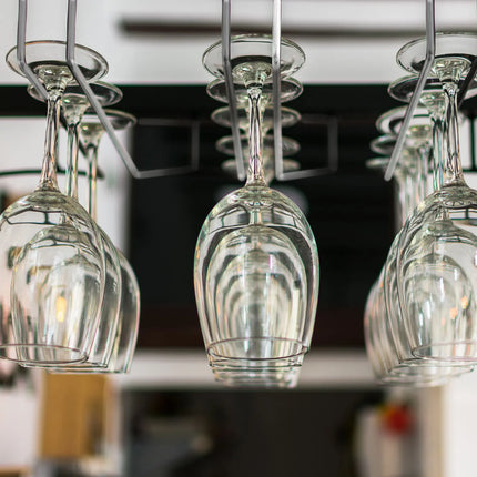 GGM Gastro (2 pcs) Glass Hanging Shelf (Bar Professional) - Stainless Steel - 305x115x35mm - for glassware up to Ø110mm foot - incl. screws