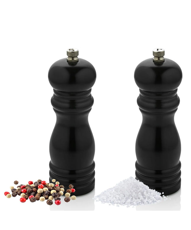 GGM Gastro (2 pcs) Salt & Pepper Mills PREMIUM - Wood - Height: 140mm - Black