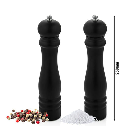GGM Gastro (2 pcs) Salt & Pepper Mills PREMIUM - Wood - Height: 250mm - Black