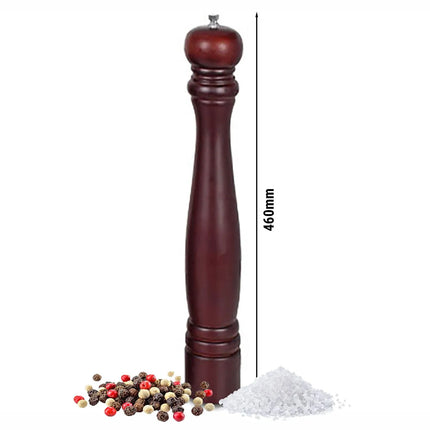 GGM Gastro (2 pcs) Salt & Pepper Mills - Wood - Steel Grinding Mechanism - Height: 460 mm - Brown
