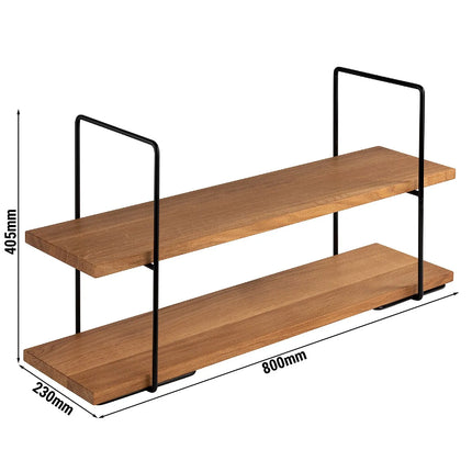 GGM Gastro 2-Tier Afternoon Tea Stand - PERFECTO LARGE - Square - Metal Frame - Oak Shelves