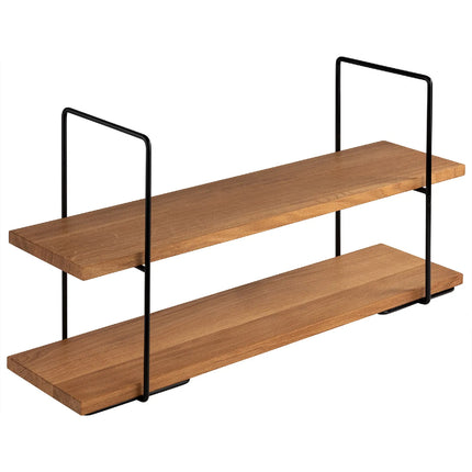 GGM Gastro 2-Tier Afternoon Tea Stand - PERFECTO LARGE - Square - Metal Frame - Oak Shelves