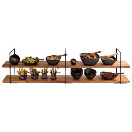 GGM Gastro 2-Tier Afternoon Tea Stand - PERFECTO LARGE - Square - Metal Frame - Oak Shelves