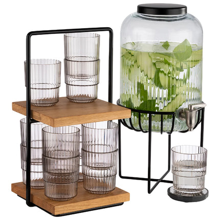 GGM Gastro 2-Tier Afternoon Tea Stand - PERFECTO SMALL - Square - Metal Frame - Oak Shelves