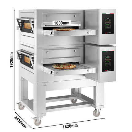 GGM Gastro (2 Units) Commercial Electric Conveyor Oven – 1850 x 2450 mm – Touch Control – 1000 mm Belt Width – incl. Stand