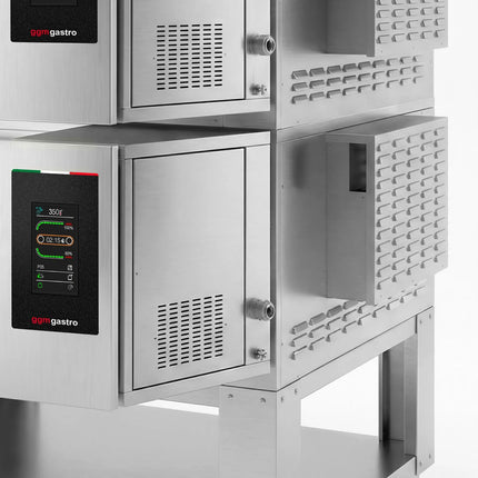 GGM Gastro (2 Units) Commercial Electric Conveyor Oven – 1850 x 2450 mm – Touch Control – 1000 mm Belt Width – incl. Stand