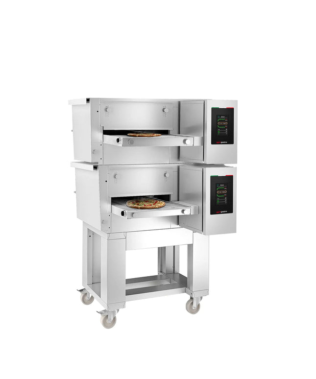 GGM Gastro (2 Units) Commercial Electric Conveyor Oven – 980 x 1300 mm – Touch Control – 400 mm Belt Width – incl. Stand