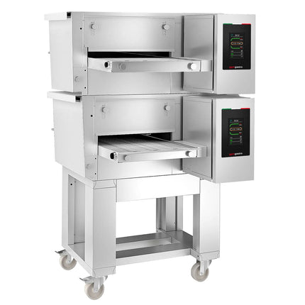 GGM Gastro (2 Units) Commercial Electric Conveyor Oven – 980 x 1300 mm – Touch Control – 400 mm Belt Width – incl. Stand