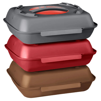 GGM Gastro (20 pcs) Lunch Box - 600ml - 2-Compartment - Anthracite Grey/Red