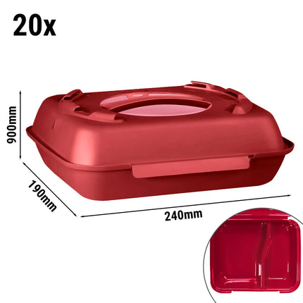 GGM Gastro (20 pcs) Lunch Box - 600ml - 2-Compartment - Raspberry Red/Old Rose