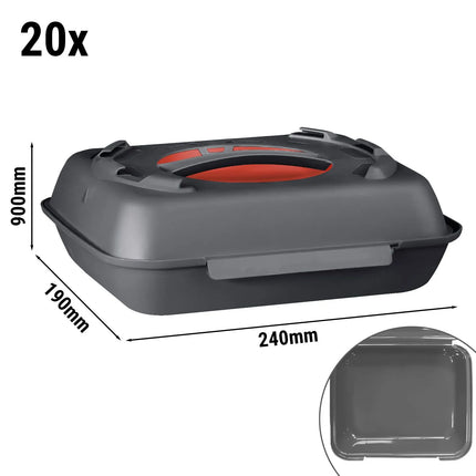 GGM Gastro (20 pcs) Lunch Box - 600ml - Anthracite Grey/Red
