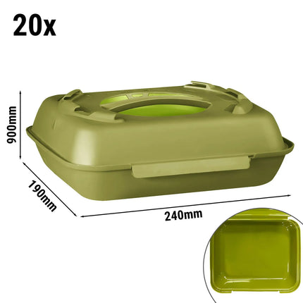 GGM Gastro (20 pcs) Lunch Box - 600ml - Olive Green/Light Green