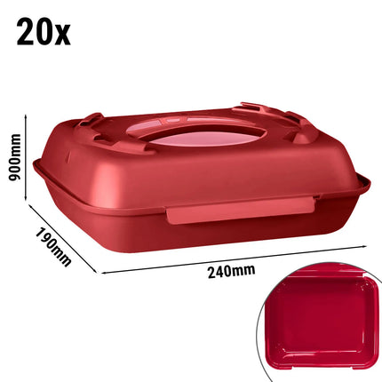 GGM Gastro (20 pcs) Lunch Box - 600ml - Raspberry Red/Dusky Pink