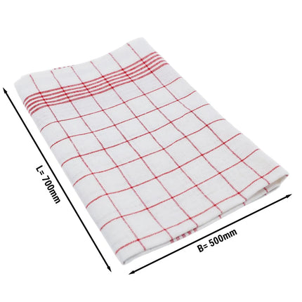 GGM Gastro (200 pcs) Tea towel made of Linen‑cotton Checked - 50x70cm - Red checked