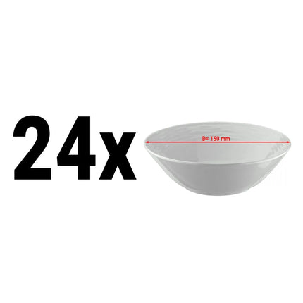 GGM Gastro (24 pcs) Dessert Bowl - SEA WAVE - Porcelain - round - Ø 160mm - White